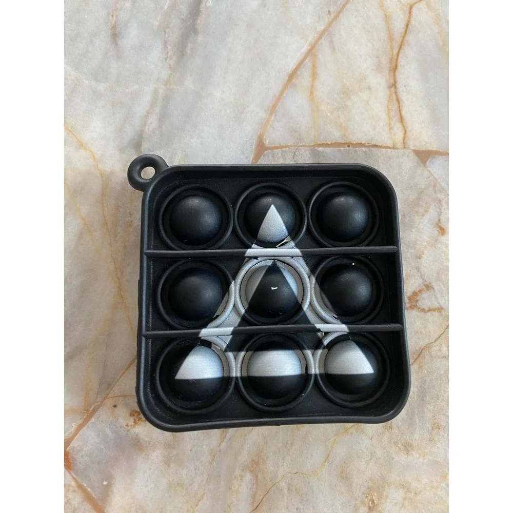 Black and White Triangle Square Fidget Pop Toy Silicone Sensory‎ Keychain 2.5in
